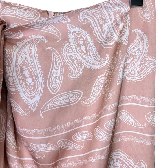 Lamarque Paisley Draped Wrap Skirt Pink Medium - Picture 6 of 10